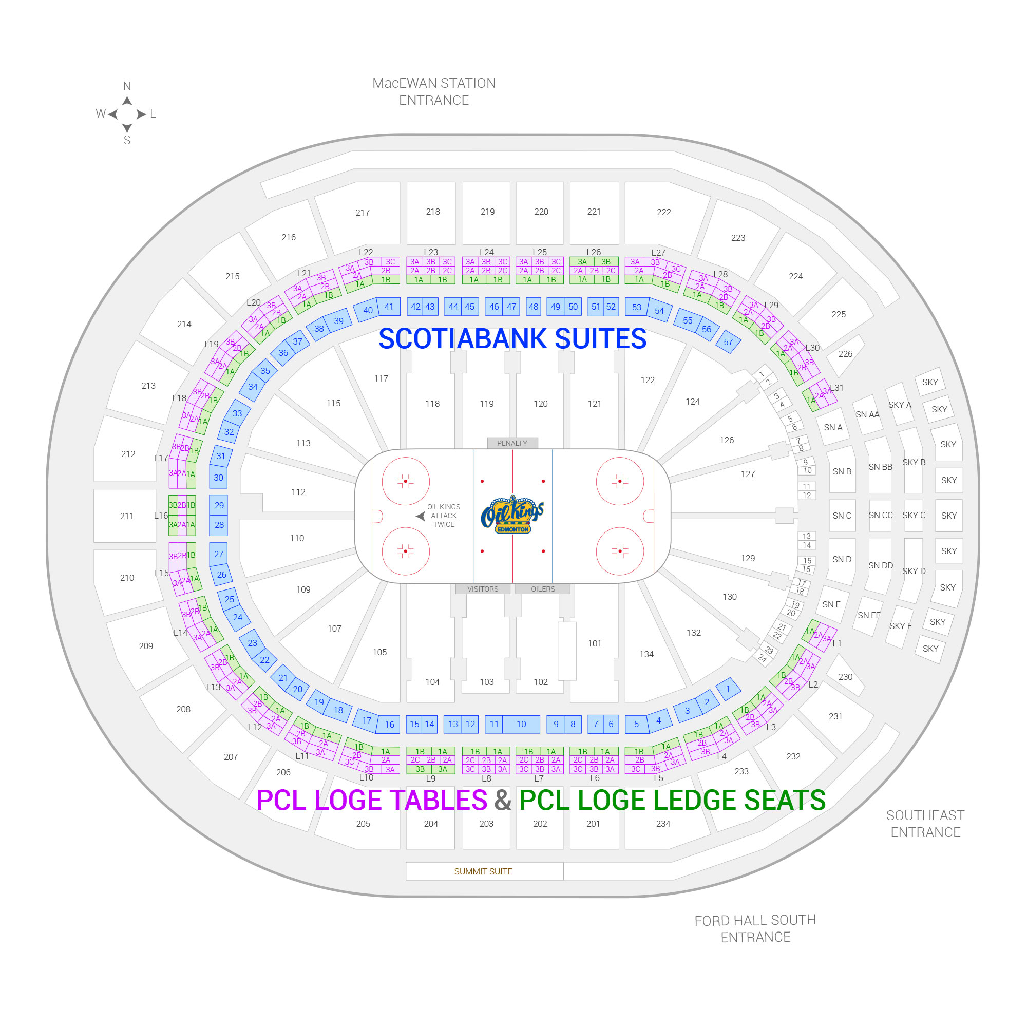 Rogers Place / Edmonton Oil Kings Suite Map and Seating Chart